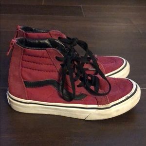 Vans High Tops Youth Size 1 Maroon Black White